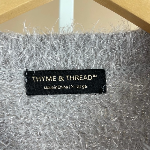 Thyme & Thread Size XL NOPE Graphic Eyelash Fuzzy Sweater Plush Soft Casual - Picture 3 of 6